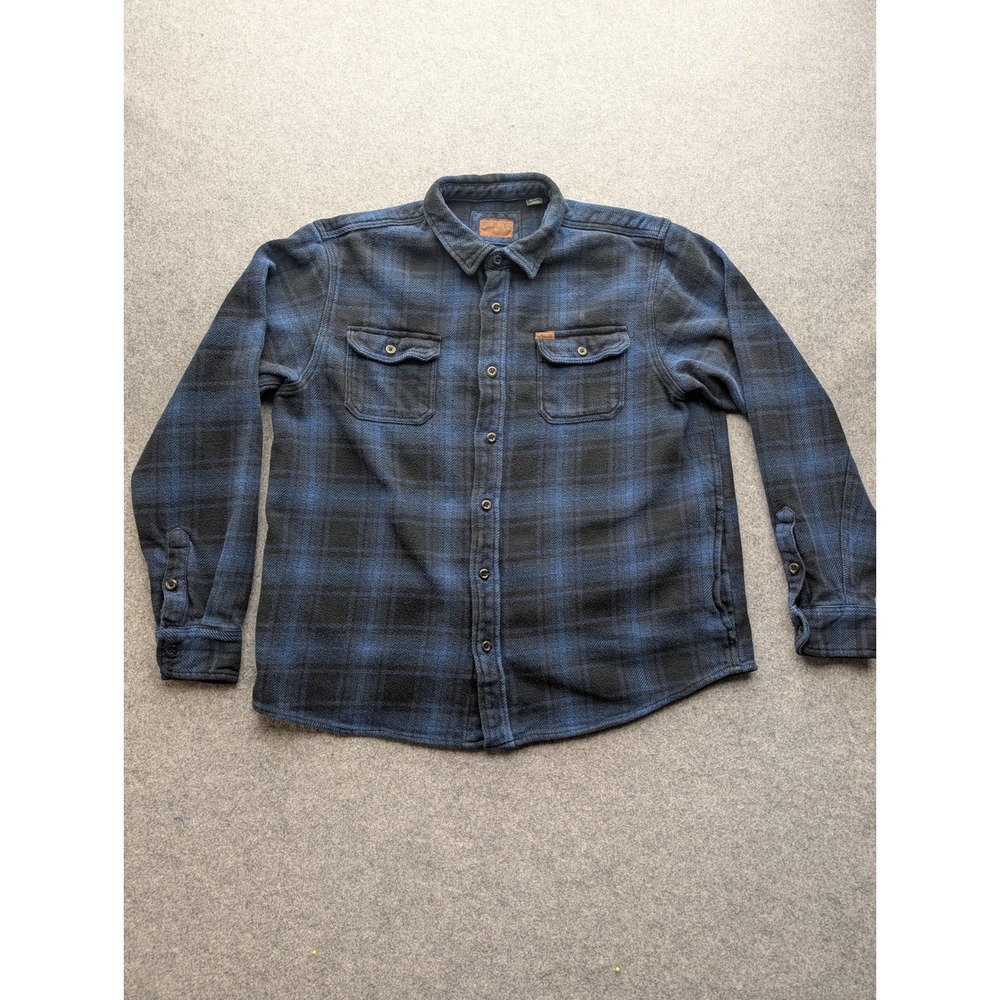 Orvis Plaid Flannel Button Down Shirt Mens Size Extra Extra Large Blue Black
